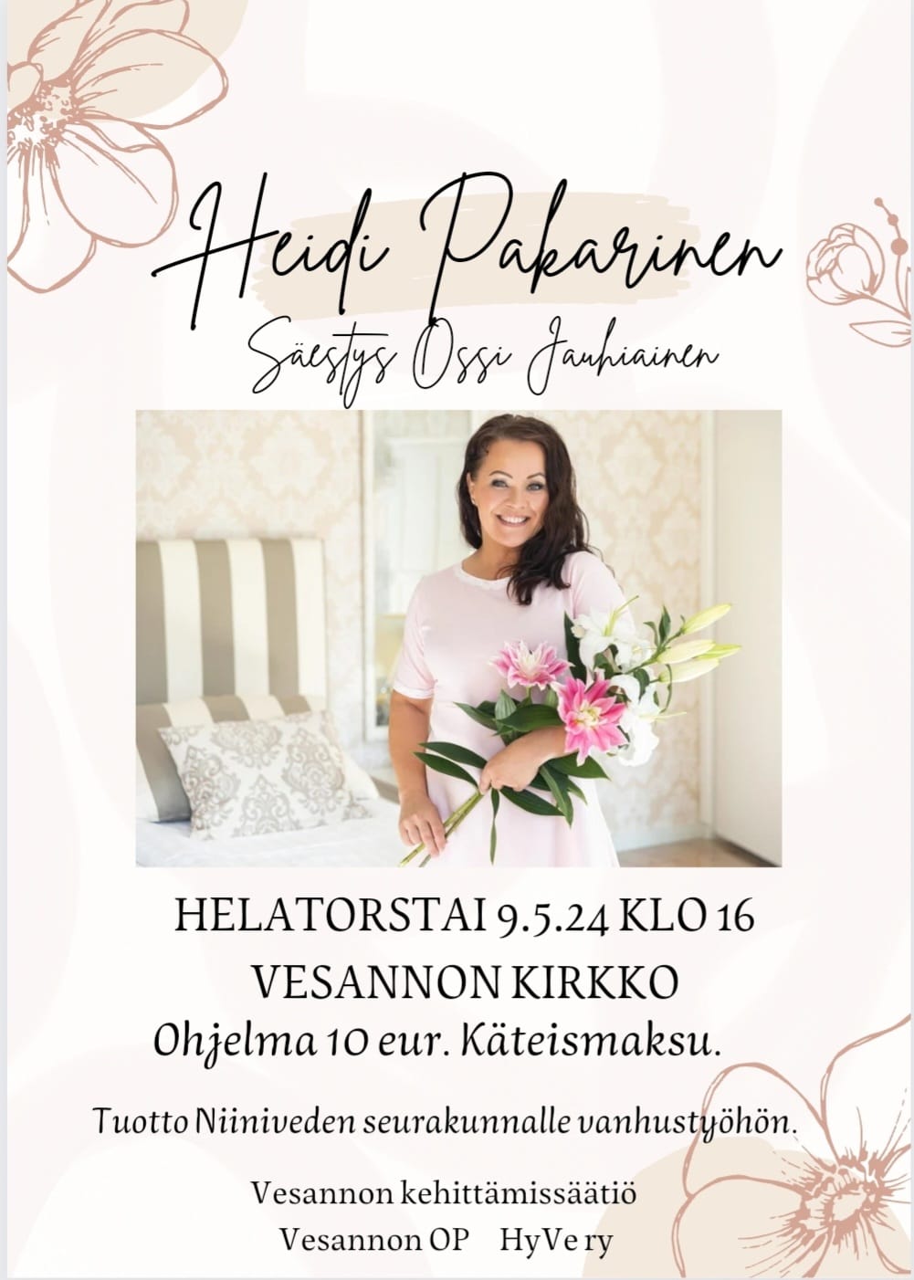 Heidi Pakarisen konsertti Vesannon kirkossa 9.5. klo 16